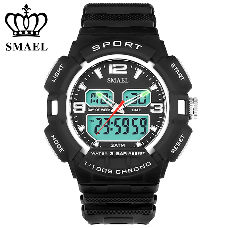 SMAEL Men Watch Fashion Sport Wristwatch S Shock Resistant Waterproof Digital Watch Automatic Clock Men Gift