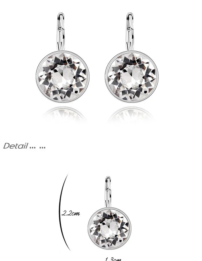 Классические Кристальные серьги Swarovski для женщин, модные прозрачные круглые Кристальные висячие серьги, бижутерия, подарок на день Святого Валентина