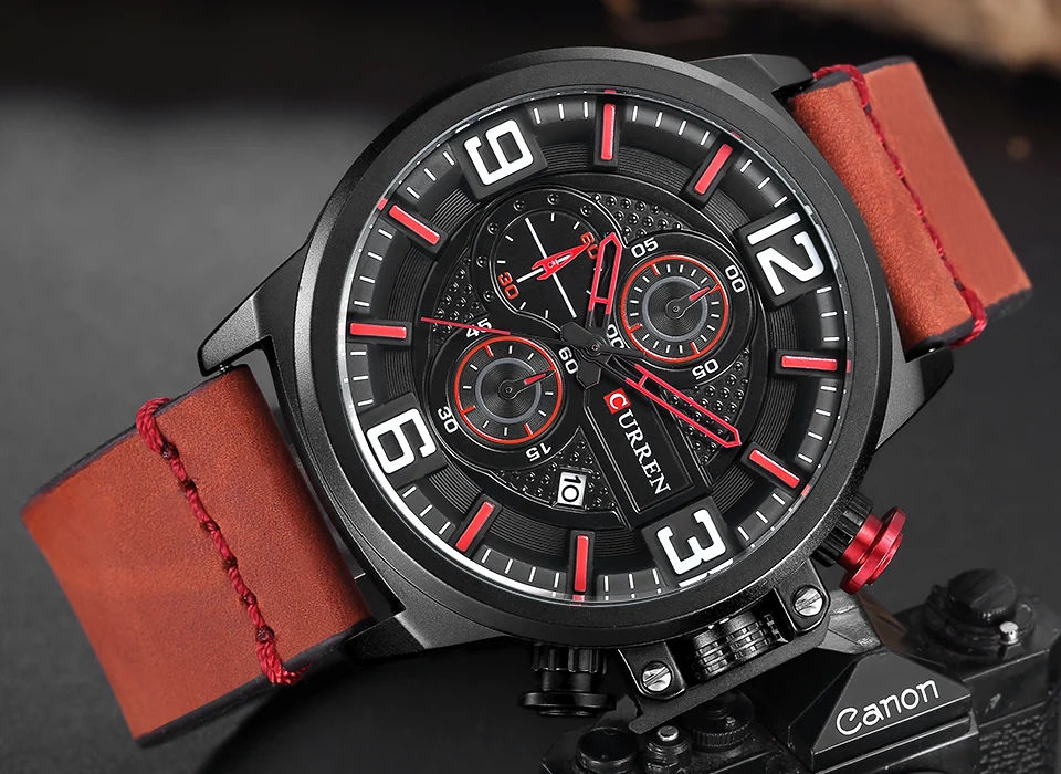 CURREN 8278 спортивные часы лучший бренд класса люкс Дата Кожаный ремешок хронограф аналоговые кварцевые наручные часы Relogio Мужской
