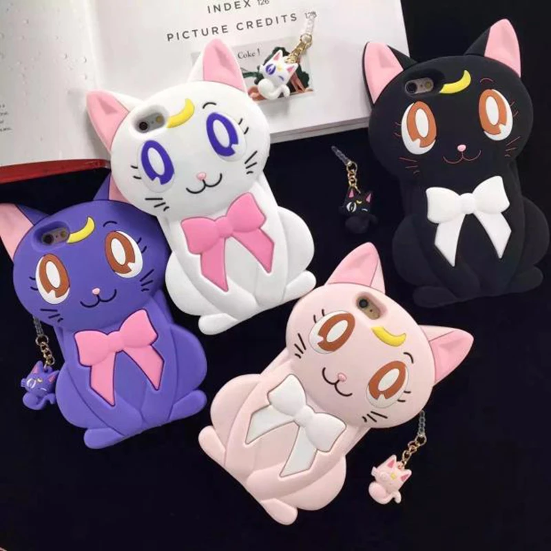 

3D Sailor Moon For iphone 7 X 6 8plus Case Bow Luna Cat Silicone Cartoon Sailor Moon Cute For iphone 8 plus 5s 6s 7 6 Phone Case