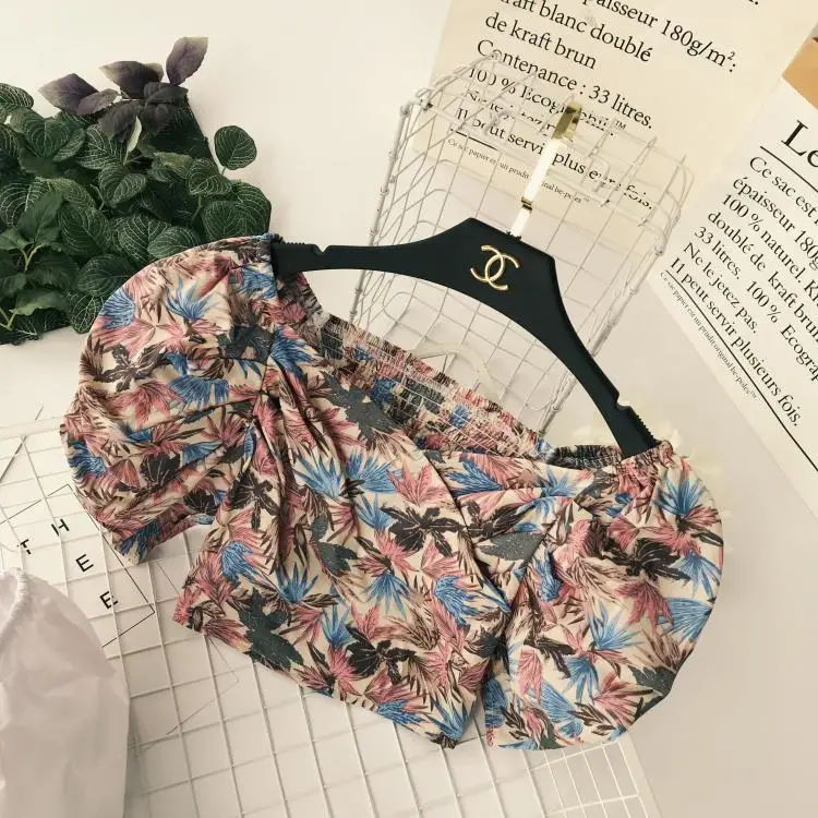 Женский эластичный укороченный топ ALPHALMODA плиссированный облегающий с рукавами