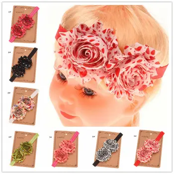 

18PCS Frayed Flower headband Hair Accessories Shabby Chiffon Flower Hair Bows Headbands Baptism Gift