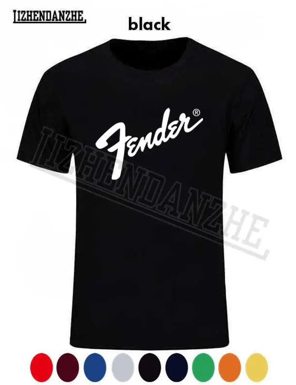 

Summer New Guitar Fender T Shirt Fashion Men Short Sleeve O Neck T-Shirt Cotton Hip Hop Rock Streetwear Men Clothing tshirt gift