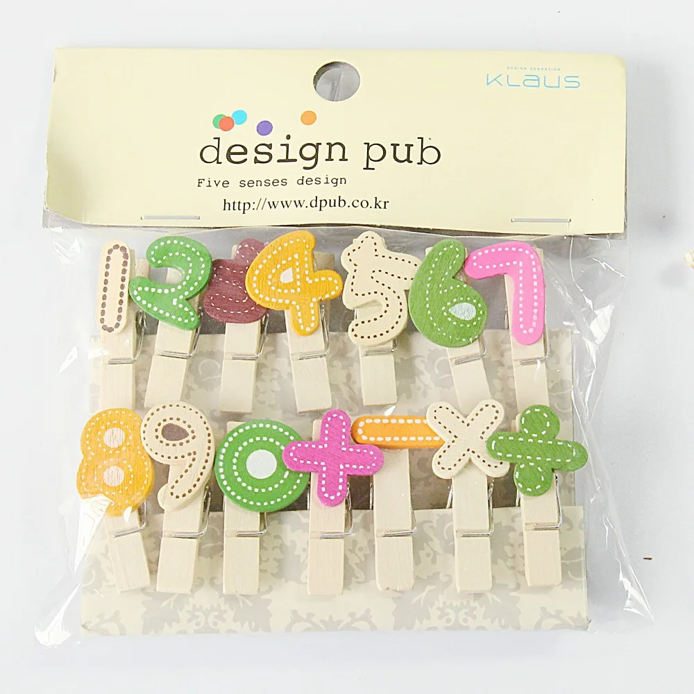 

14 pcs/lot Number Series Wooden Clip Photo paper Clothespin Craft Clips Party Decoration Clip with Hemp Rope