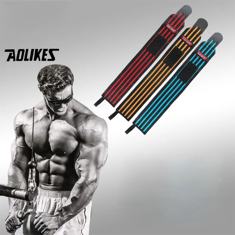 AOLIKES 1Pair Hand Safety Support Polyester Wrist Strap Weight Lifting Power lifting Bodybuilding Wrist Support A-1539