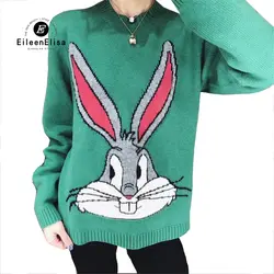 2018 Для женщин Свитера, пуловеры Зеленый Кролик свитер осень-зима женщина с длинным рукавом свитера