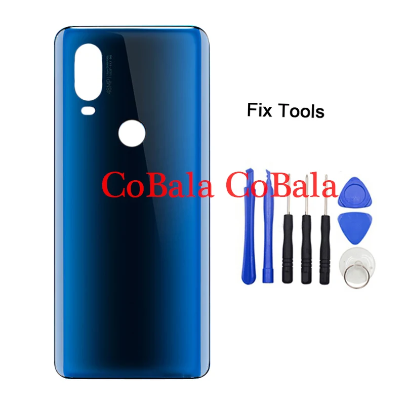 

1Pcs Original For Motorola One Vision Back Battery Cover Rear Door Panel Glass Housing Case+Tools Repair Fix Part