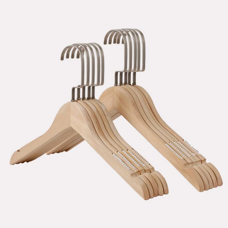 12 Pcs Environmental No Painting Wooden Dress Shirt Clothes Coats Hanger Rack, Natural Healthy Anti-slip Wood Hangers Matte Hook