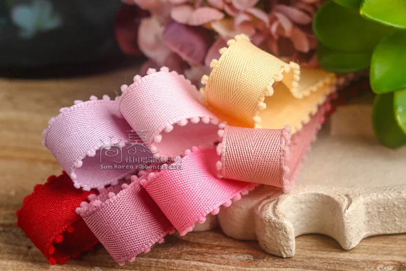 50/100yards 10/16/25/38mm velvet picot edge polyester cotton chevron korean ribbon for hair bow diy accessories bouquet packing