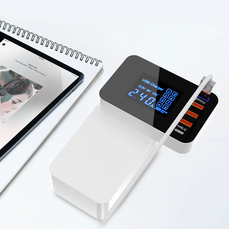 Thbelieve QC3.0 Multi Chargers EU US UK USB Type-C Mobile Phone Charge 4 USB HUB Multiple Charger Station Wall Desktop Adapter (9)