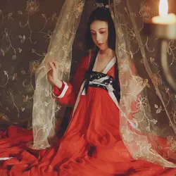 Новый костюм ханьфу Женщины/Дамы Красный Элегантный Hanfu костюмы китайский народный танец юбка Китайская древняя и традиционная одежда DQL351