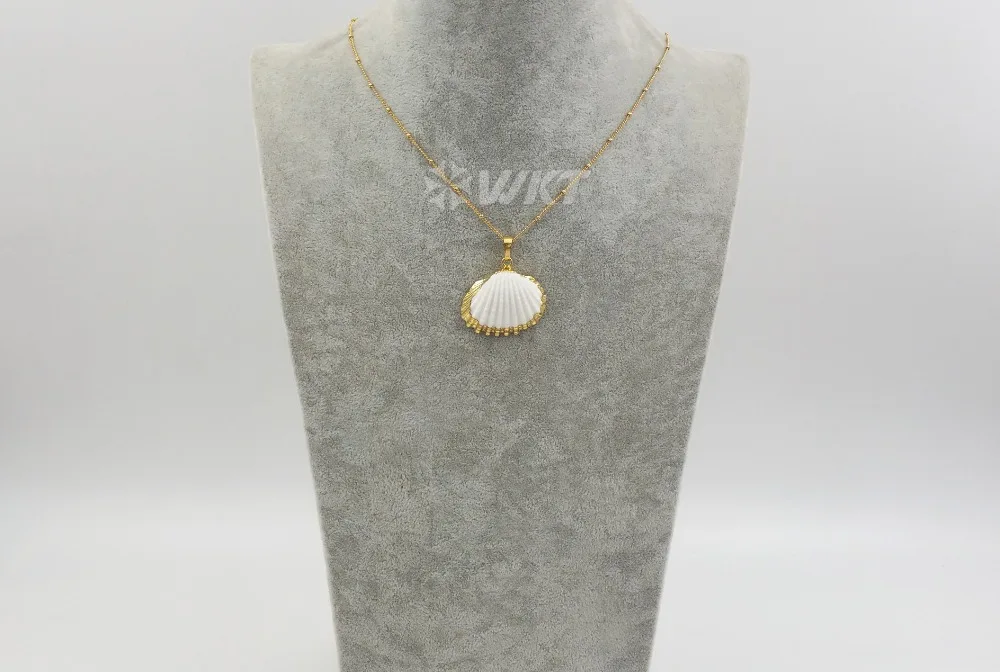 WT-JN014,, новейшее ожерелье из белого гребешка с золотой отделкой 24 К, очаровательное Очаровательное ожерелье из белого гребешка