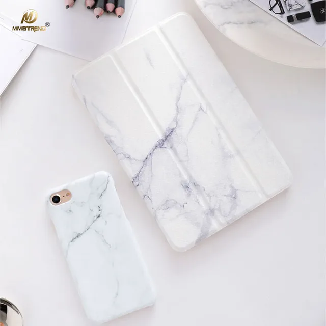 Special Price Mimiatrend New White Marble Grain PU Case for iPad Pro 10.5" Air Air2 Mini 1 2 3 4 5 Tablet Case Shell With Screen Protector