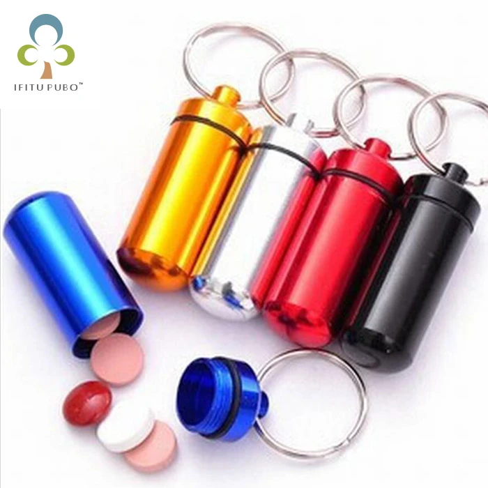 

Hot sell 10pcs/lot Micro 6 colors Pill box case Cache Container Geocache Geocaching Key rings keychain holder