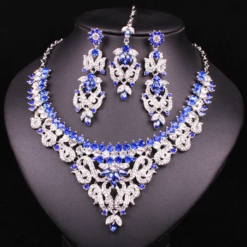 

Fashion Indian Jewellery Sets Austrian Crystal Sets Silver Plated Bridal Jewelry Sets Christmas Gifts Wedding Earrings For Women