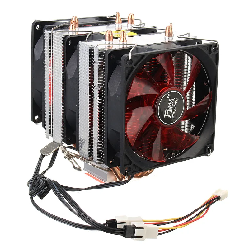

Red LED Three CPU Cooler Fan 4 Copper Pipe Cooling Fan Aluminum Heatsink for Intel LGA775 / 1156/1155 AMD AM2 / AM2 + / AM3 ED