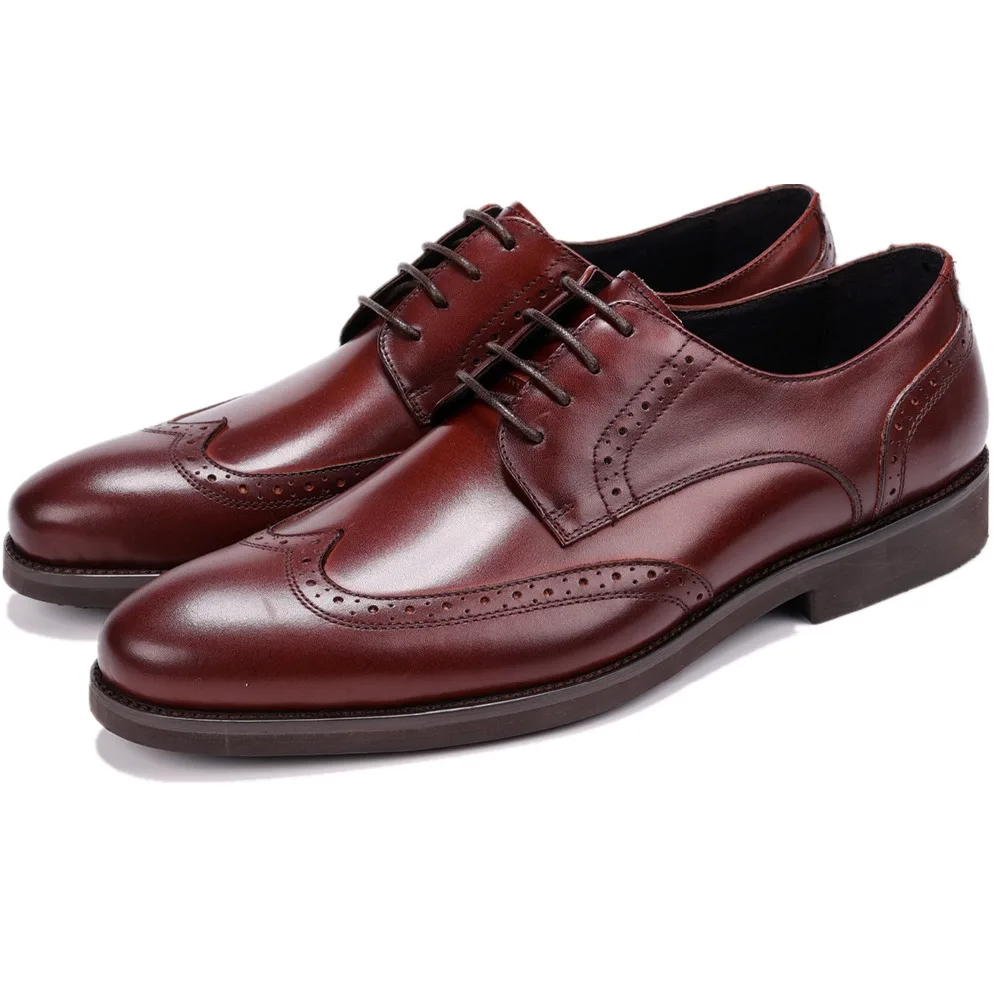 

CLORISRUO Fashion Oxfords Mens Dress Shoes Genuine Leather Business Shoes Male Formal Wedding Groom Shoes