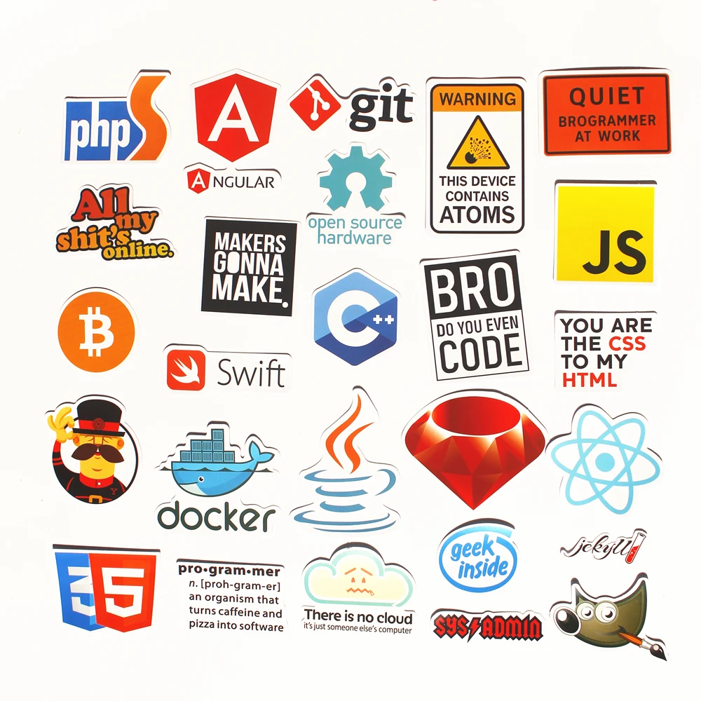 33pcs Pvc  Waterproof  Internet theme Sticker For Geek programmer  cloud data Represent yourself java C++ phpStickers