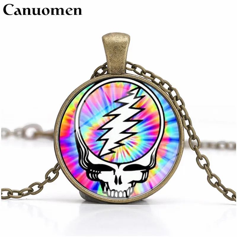 

Canuomen Grateful Dead Band Necklaces Fashion Alloy Black Silver Choker Famous Rock Band Pendant Necklaces Jewelry collier