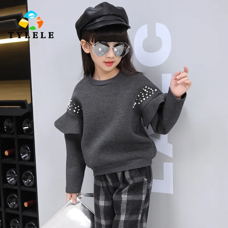 

2017 New Girls Clothing Sets Vetement Enfant Fille Spring Winter Baby Sets Tracksuits Kids Suits Sweatshirts + Pants 7 9 13 Year