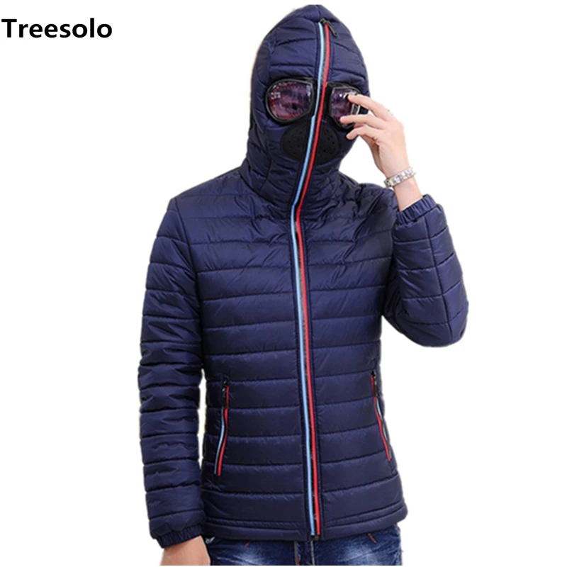 

New Men's Winter Jackets Hooded with Glasses parkas Thick Hooded parka Men Coats Casual Padded Men's Jackets youth clothing 1051