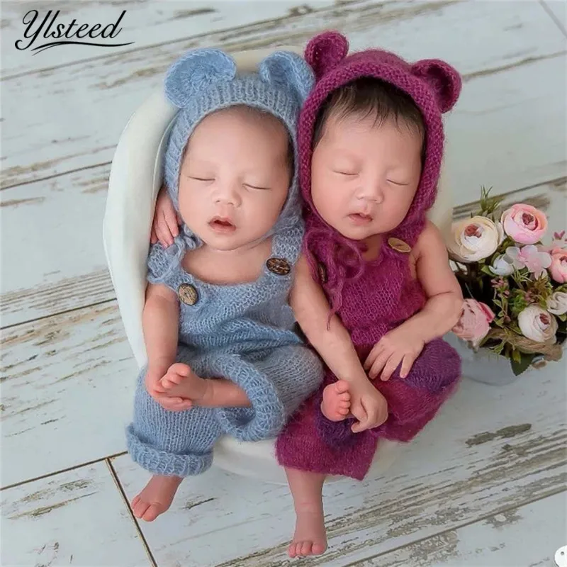 

2Pcs Set Newborn Photography Props Soft Mohair Baby Hat Outfit Set Crochet Newborn Shooting Costume Baby Photo Props Accessories