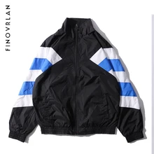 Chaqueta cortavientos de Color Vintage con cremallera para hombre, chaqueta, abrigo para hombre, Hip Hop, manga con diseño de varias telas, prendas de vestir, chaquetas