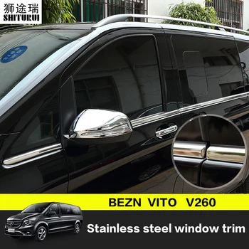 

stainless steel for Mercedes-Benz V260 V260l metris VITO 2016 2017 Car window Decoration Cover Trim Car Accessories Styling