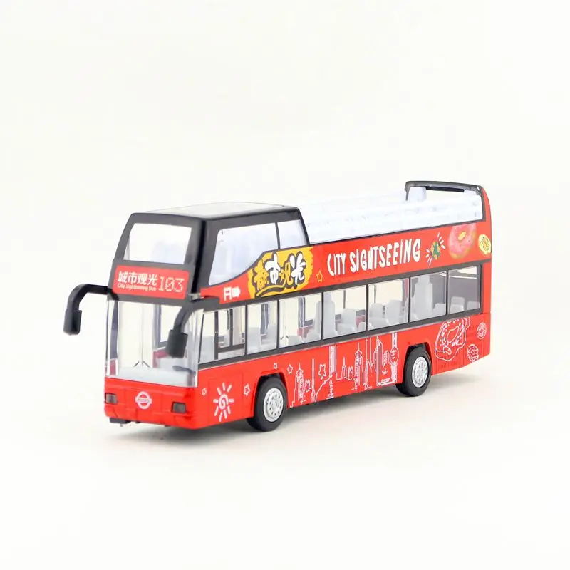 Diecast Vehicle Model Pull Back City Sightseeing Luxury Bus Toy Car Sound & Light Educational Collection Gift For Children | Игрушки и