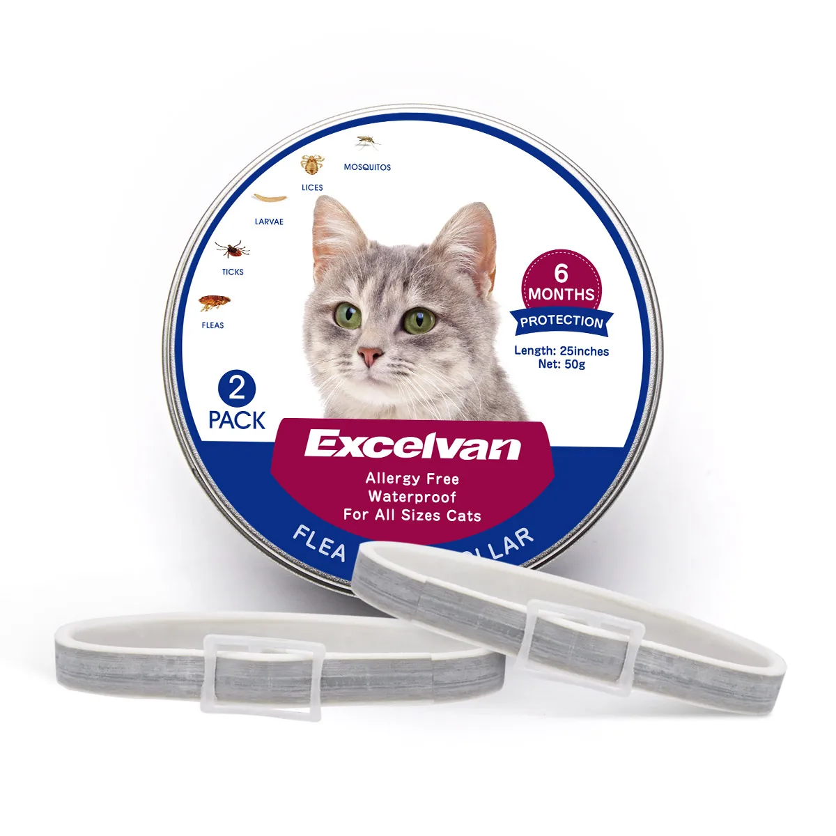 2 pack Flea Tick Collar For Cats Pets Anti insect Mosquitoes Outdoor