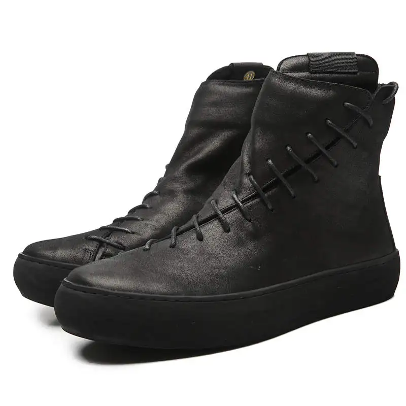 Respirável Dos Britânicos Equitação Rodada Ou Alta Botas Quente Sapatas Moda De Homens Inverno Retro Preto Vermelho Couro Montaria Coreano 8pTqwdYq