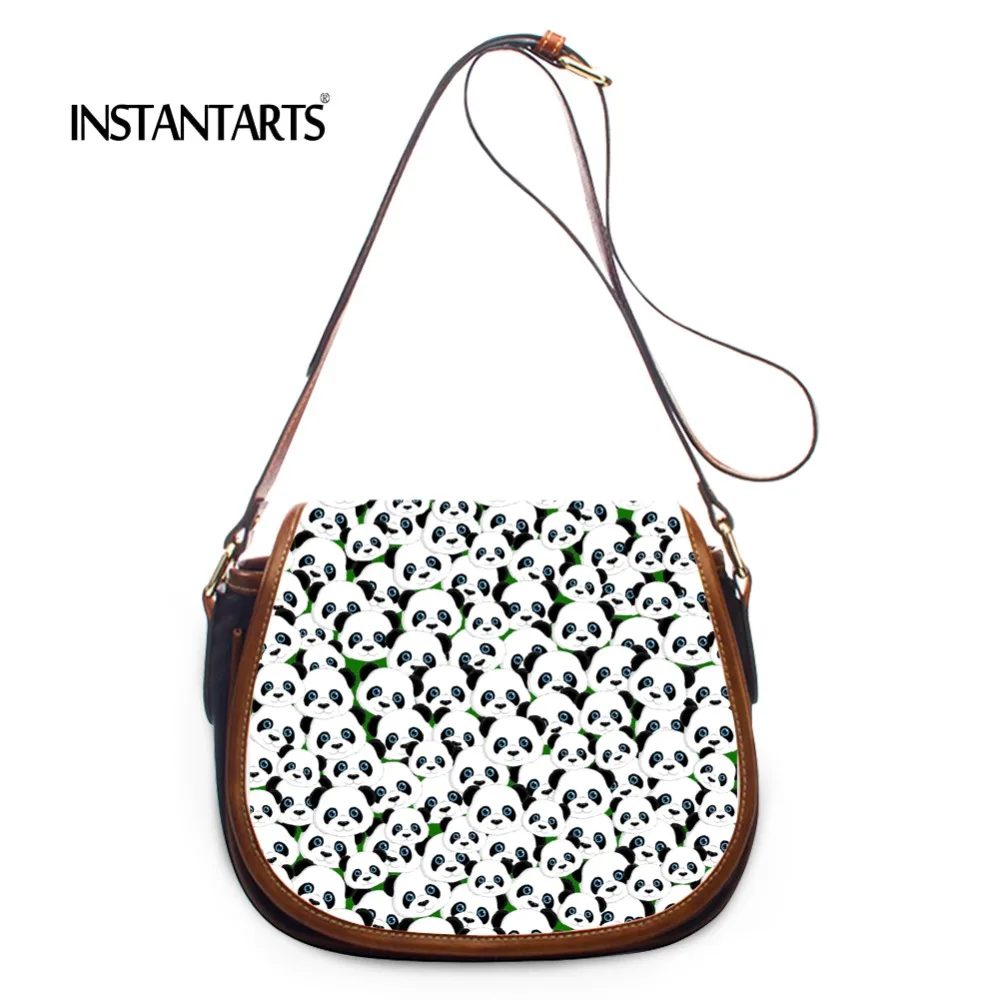 

INSTANTARTS Women Flag Tote Bags Famous Brand Design Mini Lady Crossbody Bag Fashion Cute Animal Panda Printed Leather Handbags