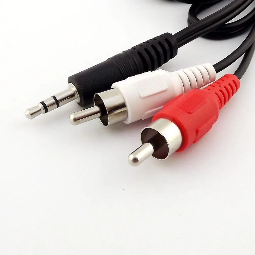 10pcs 3 5mm Plug Stereo Audio AV Headphone To 2 RCA Male Adapter Connector Cable 1 5m 3m 5m