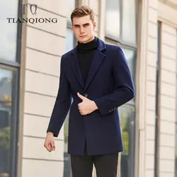 Мужская одежда 2019 Новое поступление зимняя высококачественная шерстяная Толстая Тренч Мужская, мужская темно-синяя шерстяная куртка