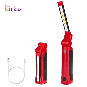 

4 Modes COB+3 LED Working Light Magnetic Car Repairing Work Light Fold Hook Flashlight Torch Portable USB Rechargeable Torch