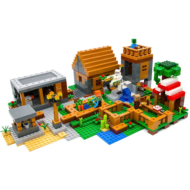 

Upgraded Minecrafted 18010 The Village 1106Pcs My World Building Blocks Toys Children For Legoing 21128