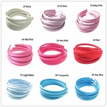 10Pcs/lot 10mm 30 Colors Solid Color Satin Fabric Covered Resin Hairband Ribbon Adult Girls Headband Kids DIY Hair Accessories