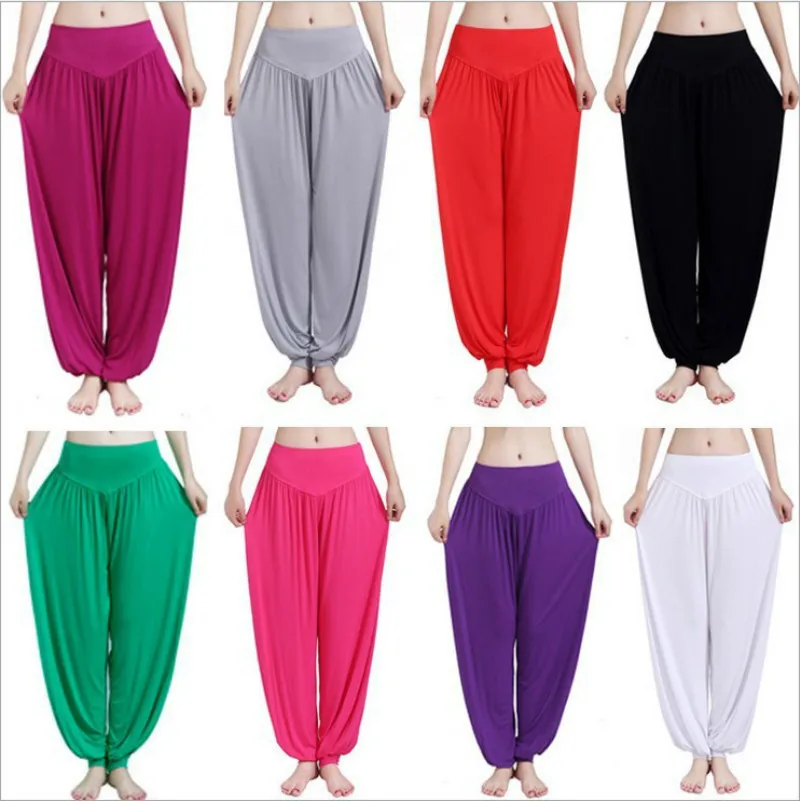 SKST Women Yoga Pants Colorful Harem Dance Indian Yoga TaiChi Full