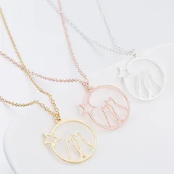 Fashion Jewelry Lover Gift Birthday Star Round Pendant Necklace Cute Cat Necklace for Women