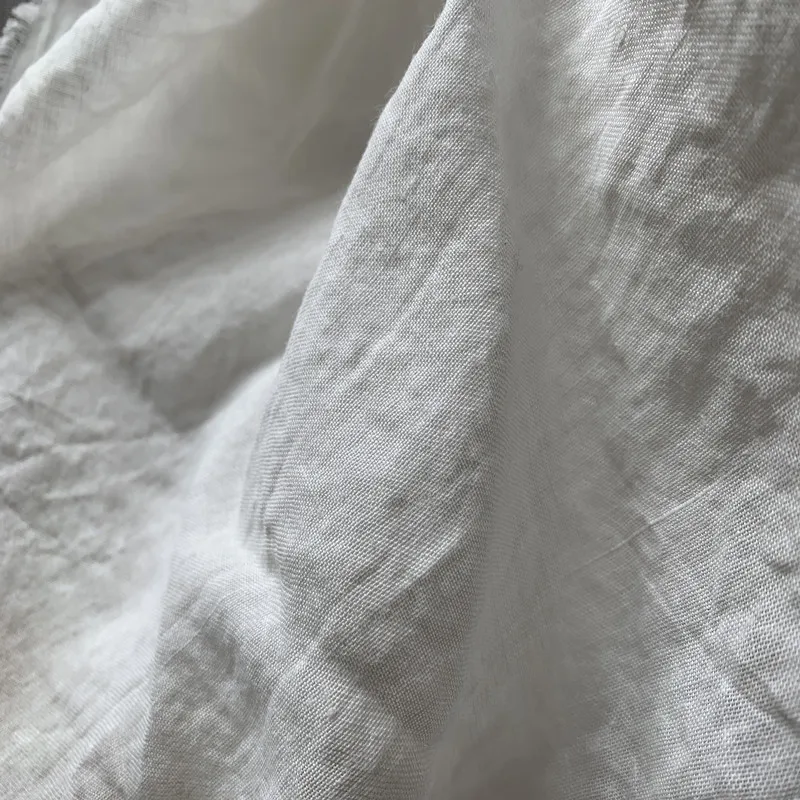 

L11892 Pure Linen Crinkle Fabric 100% Linen 35 cm 55'' width 178 gsm clothes fabric pink white gray blue colors 40 meters