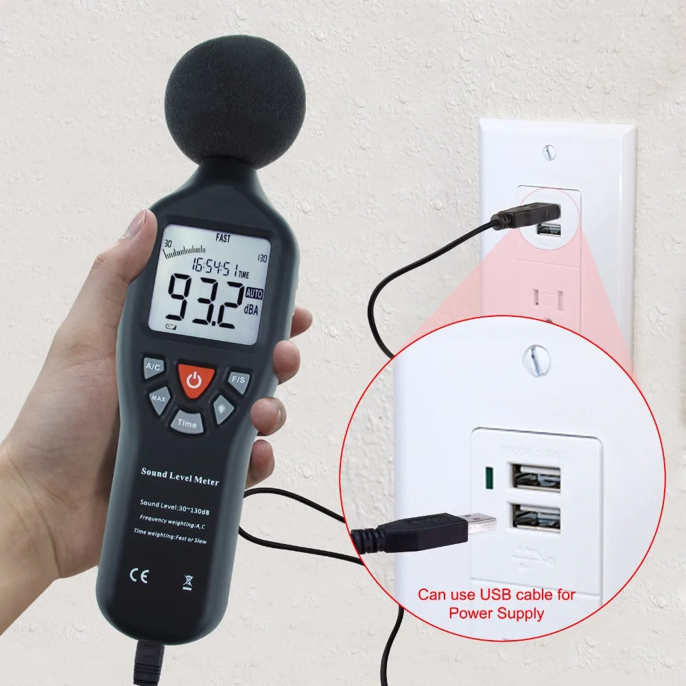 Датчик Высокоточный уровень звука Measuirng 30dB-130dB компактный профессиональный уровень звука с подсветкой дисплея
