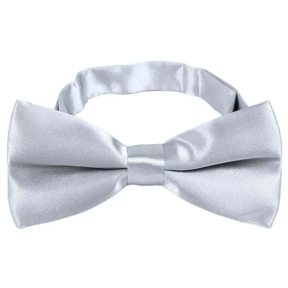 Men Satin Bow Tie Dickie Bow Pre Tied Wedding Tuxedo Necktie Silver ...