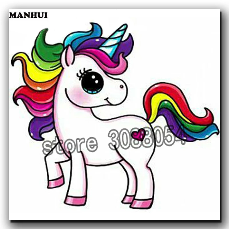 MANHUI Алмазная картина цветная с единорогом алмазная вышивка полностью квадратная