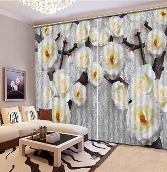 

3D Blackout Window Curtains For Living Room Bedding room Hotel/Office Drapes Embossed Three-dimensional Plum 3D Curtains
