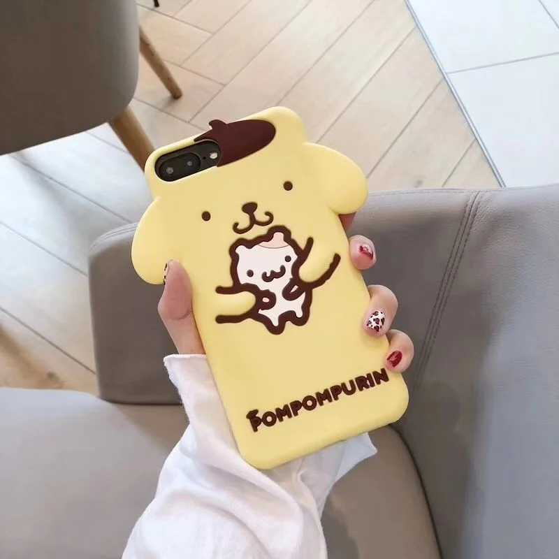 Sanrio 3D милый My Melody мультфильм с ремешком чехол для телефона IPhone Xs Max X Xr 8 7 6 S Plus Soft oroll Мягкий силиконовый чехол - Цвет: Yellow Only Case