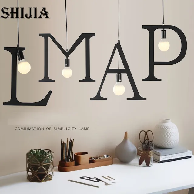 Nordic Modern DIPIMPIN Liontin Cahaya DIY Surat Lampu Gantung Kostum Toko Tukang Cukur Kreatif Jendela Restoran Balkon Nordic Modern DIPIMPIN Liontin Cahaya DIY Surat Lampu Gantung Kostum Toko Tukang Cukur Kreatif Jendela Restoran Balkon