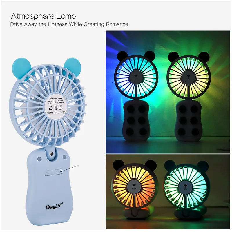 

Portable Foldable Rechargeable Mini USB Hand Fan Traveling Outdoor Office Creative Cooling Fan with Colorful Led Night Light P40