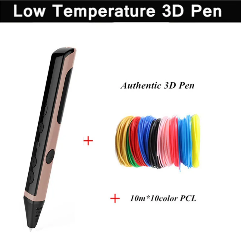 

3 Colors Low Temperature Gift Box Packing 3D Pens For New Year Gift 3D Printing Pens For Kid Drawing With 10Meter*10Color PCL