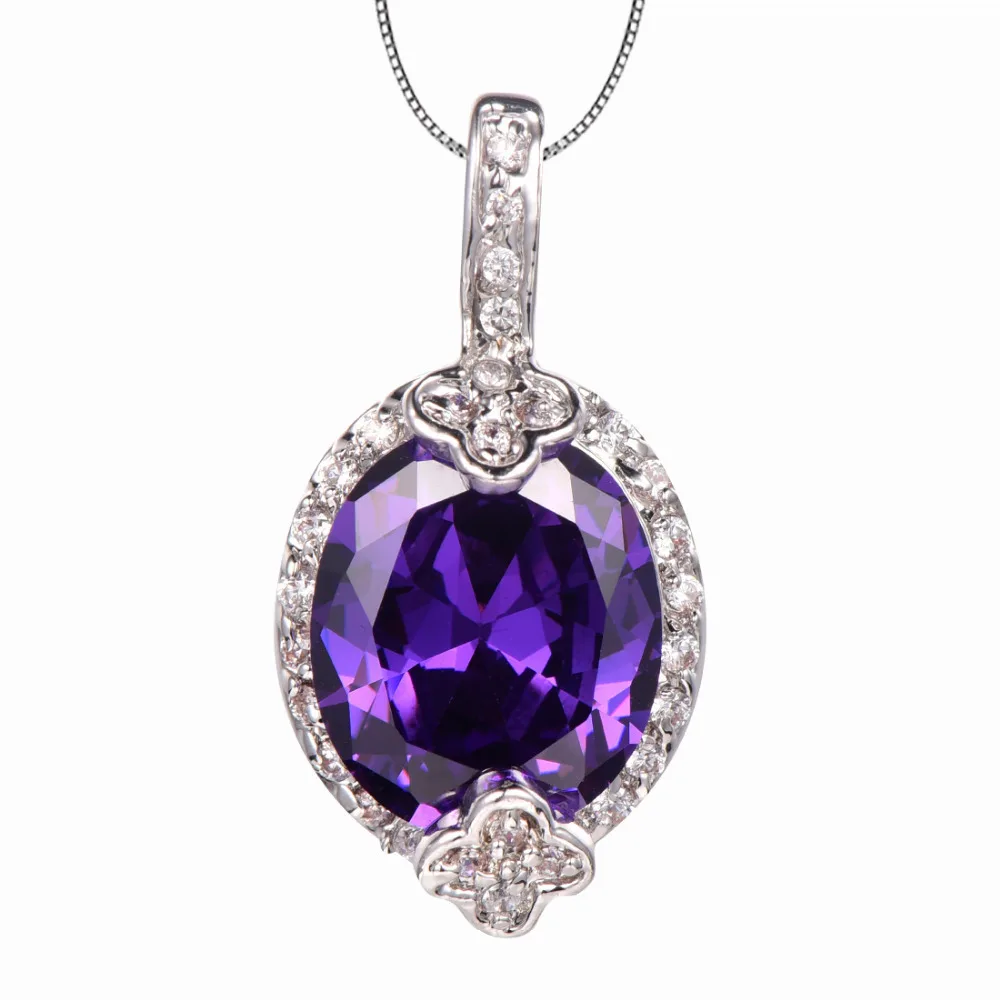 

Purple Crystal Zircon 925 Sterling Silver Newest Fashion Shiny Jewelry Pendant TE682