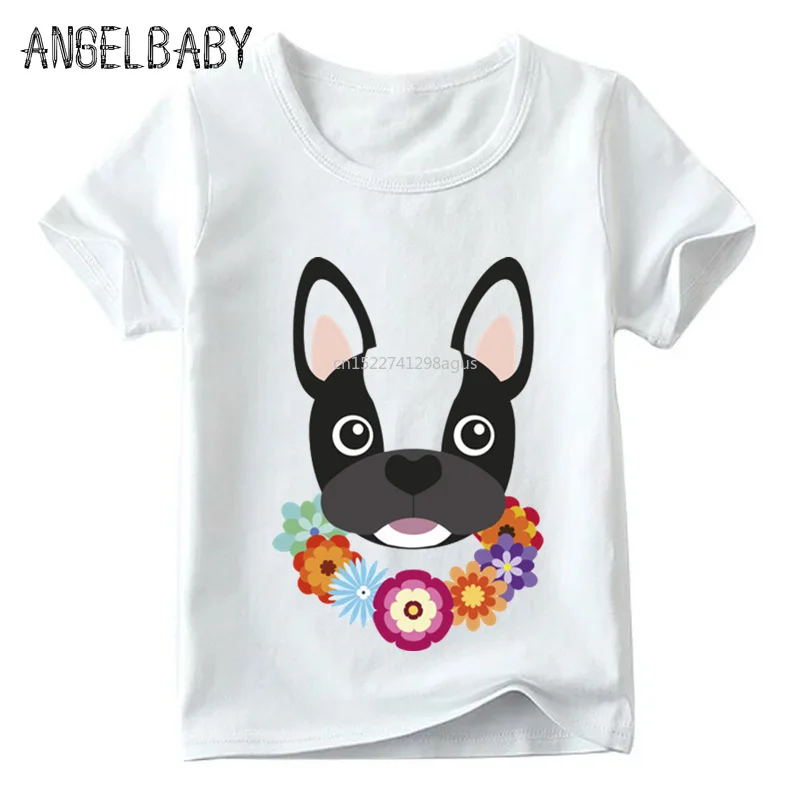 

Cute Cartoon French Bulldog Print Funny Boys T Shirt Summer 2019 Camiseta 2 To 10 Years Toddler White Kawaii Girls Tops ,HKP2148
